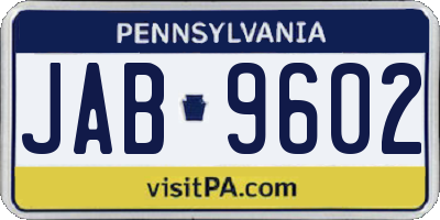 PA license plate JAB9602