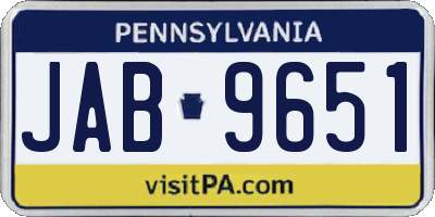 PA license plate JAB9651