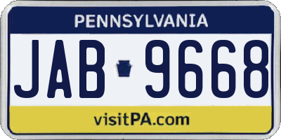 PA license plate JAB9668