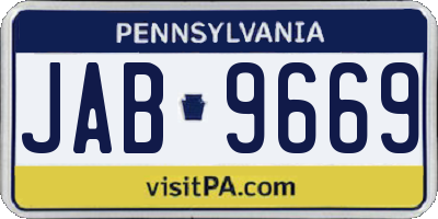 PA license plate JAB9669