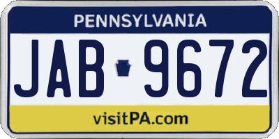 PA license plate JAB9672