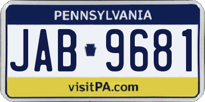 PA license plate JAB9681