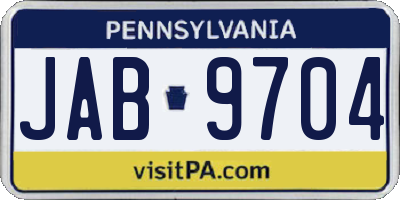PA license plate JAB9704