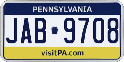 PA license plate JAB9708