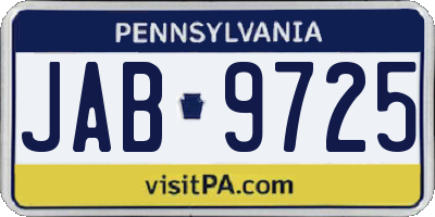 PA license plate JAB9725