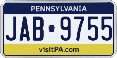 PA license plate JAB9755