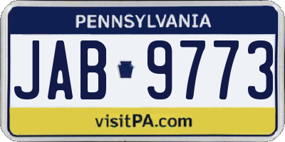 PA license plate JAB9773