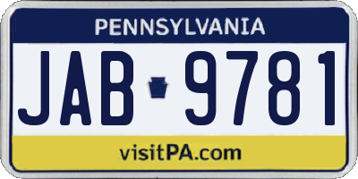 PA license plate JAB9781