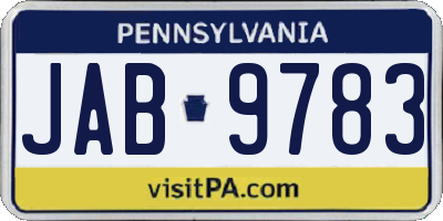 PA license plate JAB9783