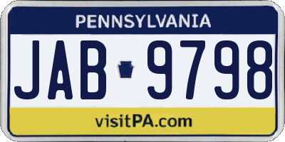 PA license plate JAB9798