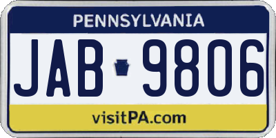 PA license plate JAB9806