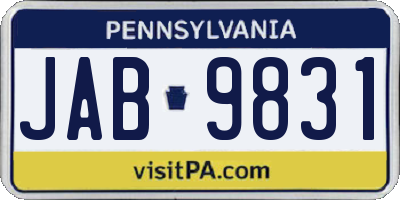PA license plate JAB9831