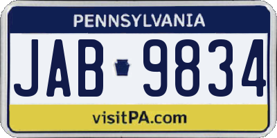 PA license plate JAB9834