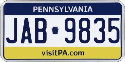 PA license plate JAB9835