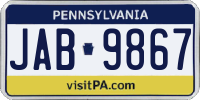 PA license plate JAB9867