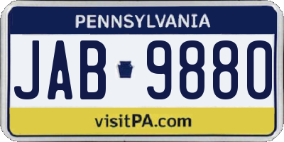 PA license plate JAB9880