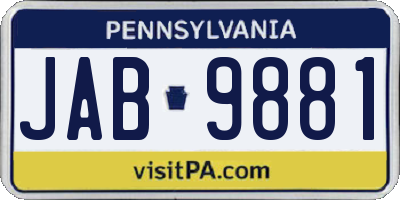 PA license plate JAB9881