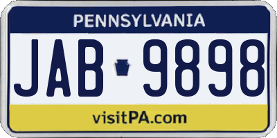 PA license plate JAB9898