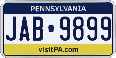 PA license plate JAB9899