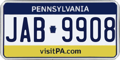 PA license plate JAB9908