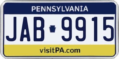 PA license plate JAB9915