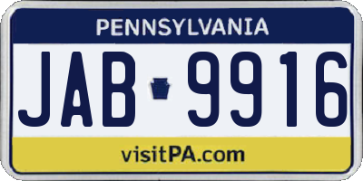 PA license plate JAB9916