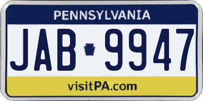 PA license plate JAB9947