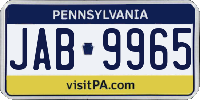 PA license plate JAB9965