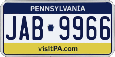 PA license plate JAB9966