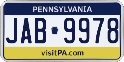 PA license plate JAB9978