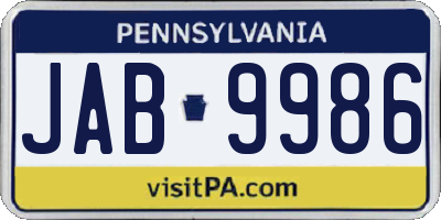PA license plate JAB9986