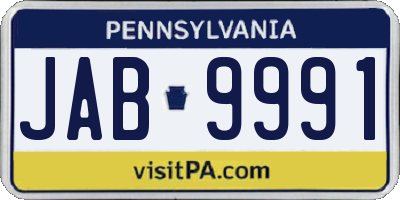 PA license plate JAB9991