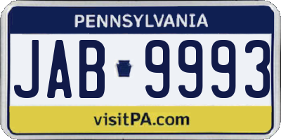 PA license plate JAB9993