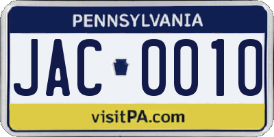 PA license plate JAC0010