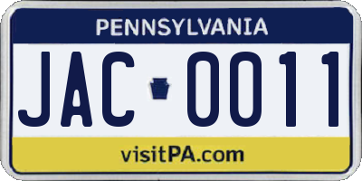 PA license plate JAC0011
