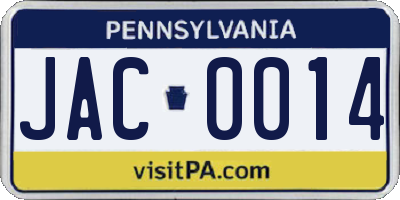 PA license plate JAC0014