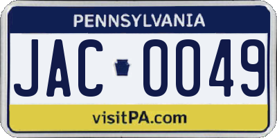 PA license plate JAC0049