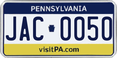 PA license plate JAC0050