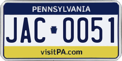 PA license plate JAC0051