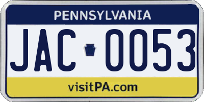 PA license plate JAC0053