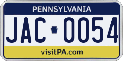 PA license plate JAC0054