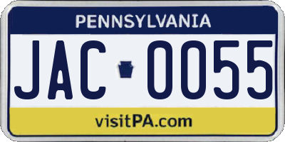 PA license plate JAC0055