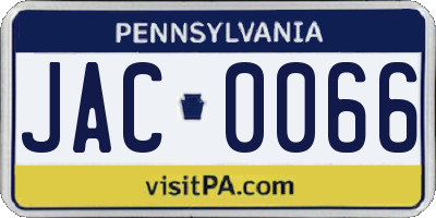 PA license plate JAC0066