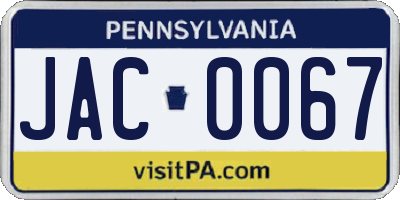 PA license plate JAC0067