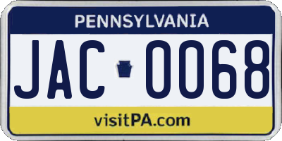 PA license plate JAC0068