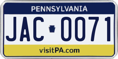 PA license plate JAC0071