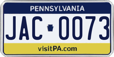 PA license plate JAC0073