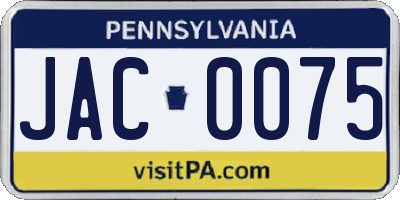 PA license plate JAC0075