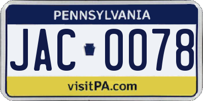 PA license plate JAC0078