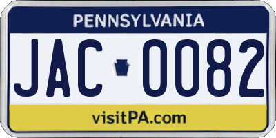 PA license plate JAC0082